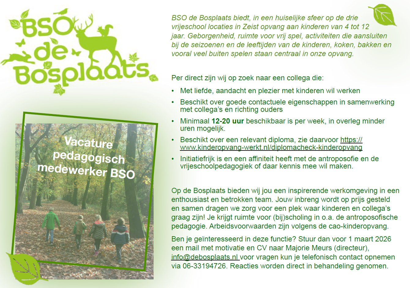 Pedagogisch medewerker BSO