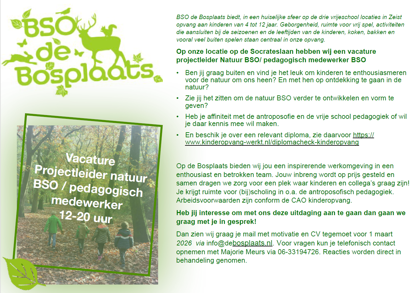 Pedagogisch medewerker BSO